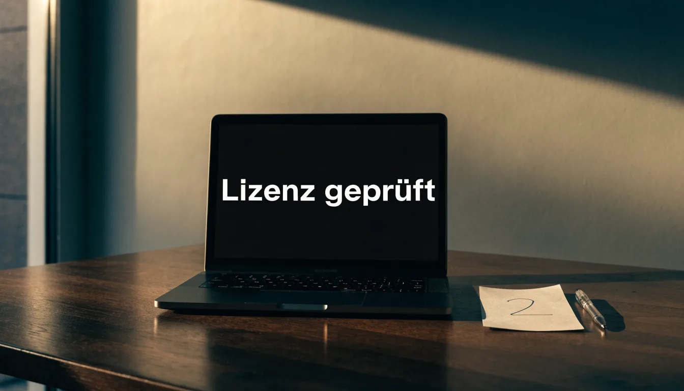 Eine Balkenwaage aus Messing steht auf einem Schreibtisch, daneben ein hölzerner Hammer, das Licht fällt von einem hohen Fenster.