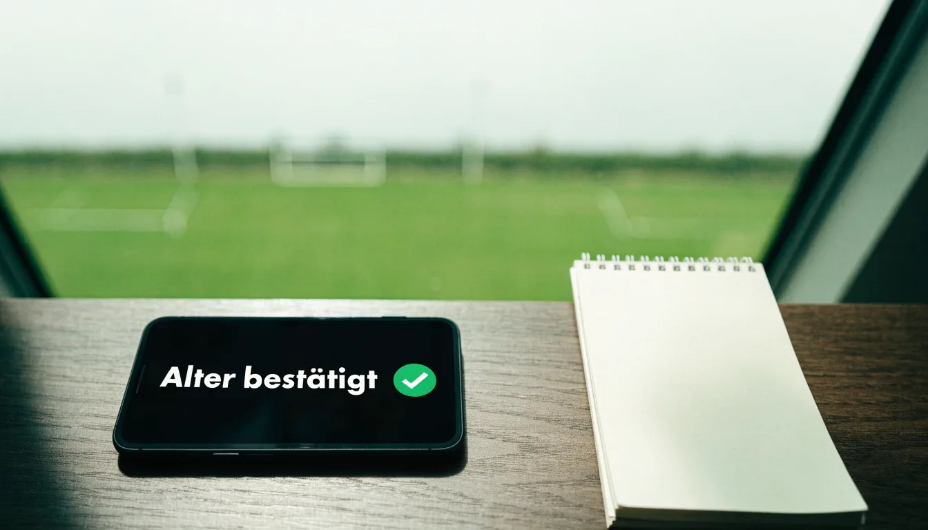 Eine leere Tribüne eines Fußballstadions bei Tageslicht, Sitzschalen in Reihen und dahinter ein Flutlichtmast.