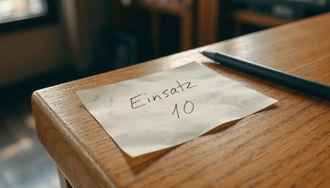 Ein leerer Wettschein aus Papier liegt neben einem Stift auf einer hölzernen Theke, weiches Licht fällt von der Seite ein.
