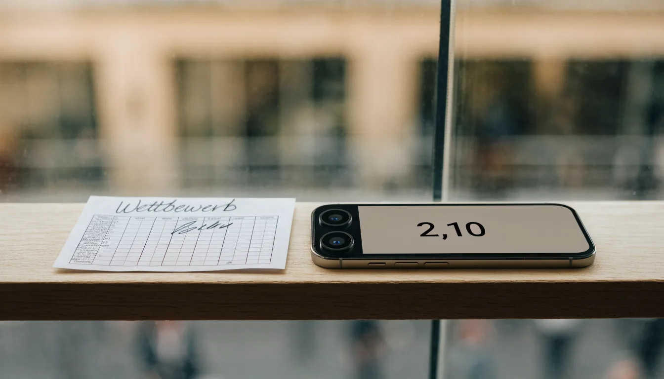 Ein leerer Wettschein aus Papier und ein Smartphone mit dunklem Display liegen auf einer Fensterbank im Tageslicht.