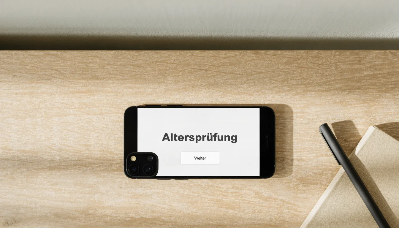 Eine Messingwaage und ein Richterhammer aus Holz stehen auf einem hellen Tisch vor unscharfem Hintergrund.