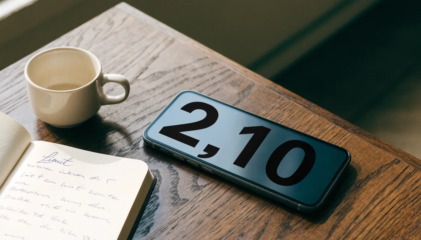 Ein Smartphone liegt auf einem Tisch neben einem Notizbuch mit handschriftlichen Notizen und einer Tasse Kaffee.